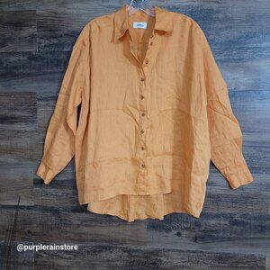 Ottod'Ame Flax Oversized Shirt Size 6 Hi Low Hem Italy Lagenlook Minimalist